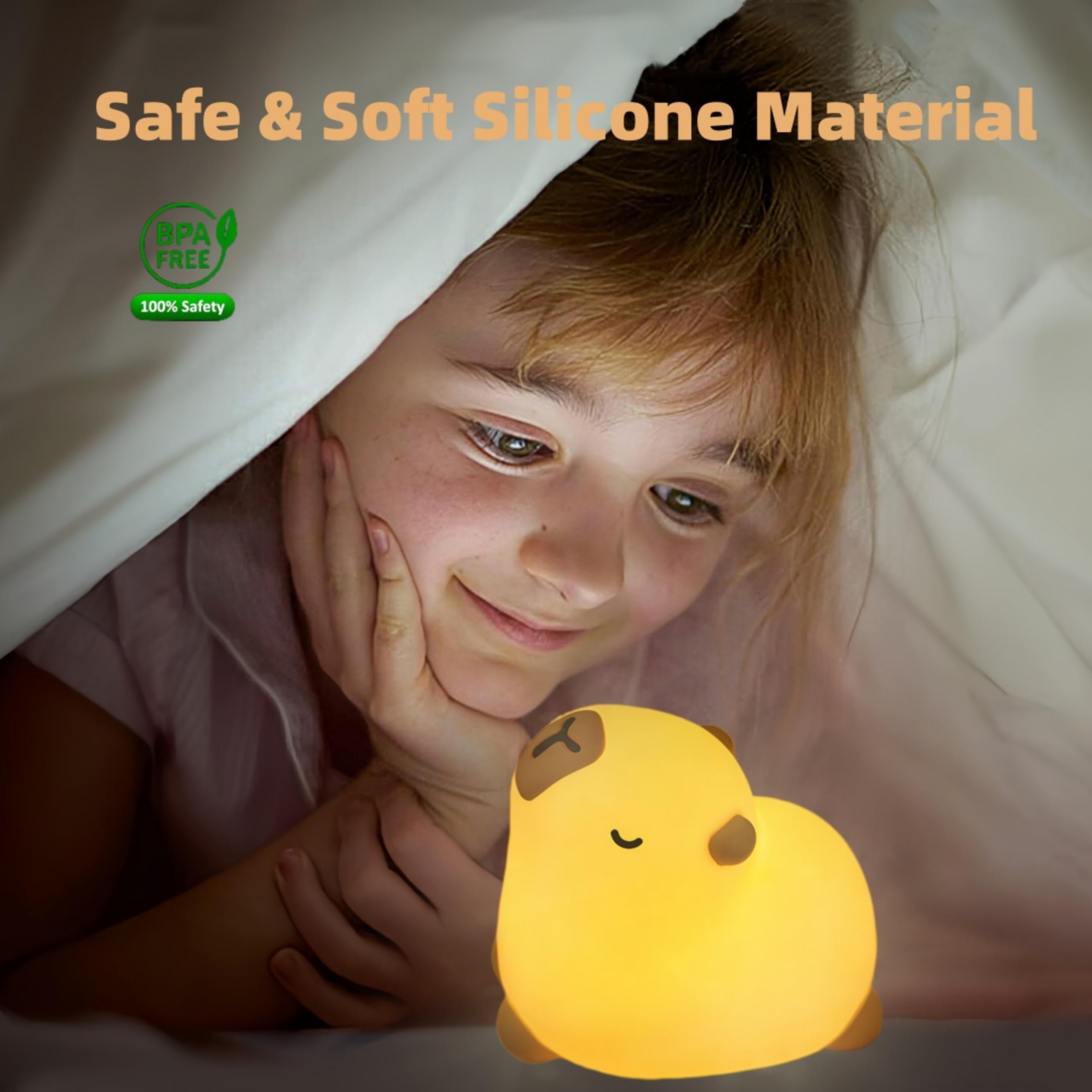 Microwear Capybara night light silicone texture closeup for safe touch