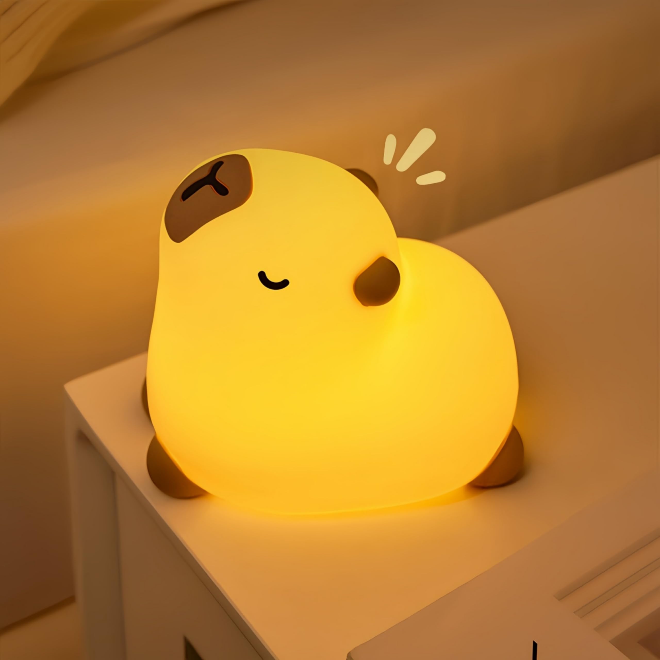 Microwear Capybara night light front view with soft silicone glow for kids