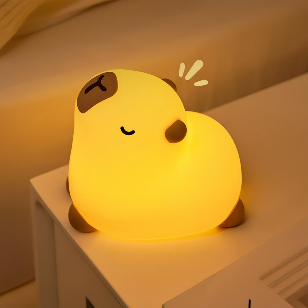 Microwear Capybara night light front view with soft silicone glow for kids