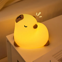 Microwear Capybara night light front view with soft silicone glow for kids