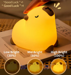 Microwear Capybara night light side view ideal for portable nursery and desk use