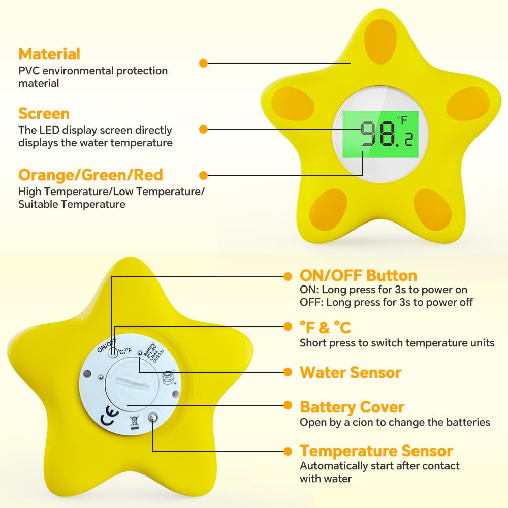 Miedecdel baby bath thermometer float-friendly rounded design