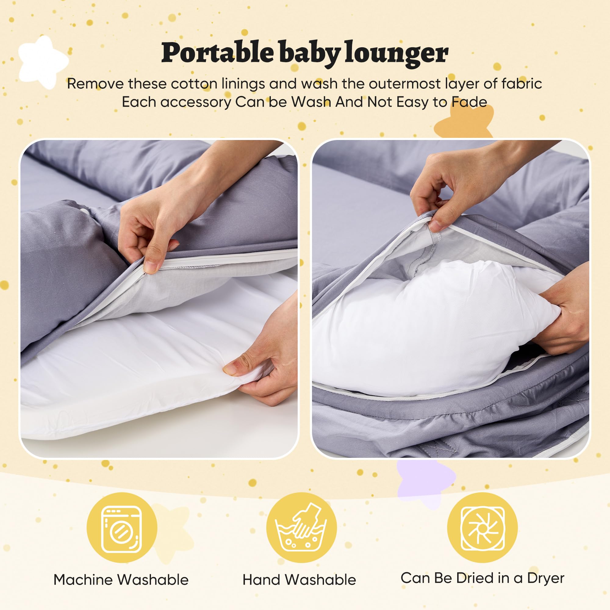 Miereirl 0-24 month support for growing baby in a versatile lounging setup.