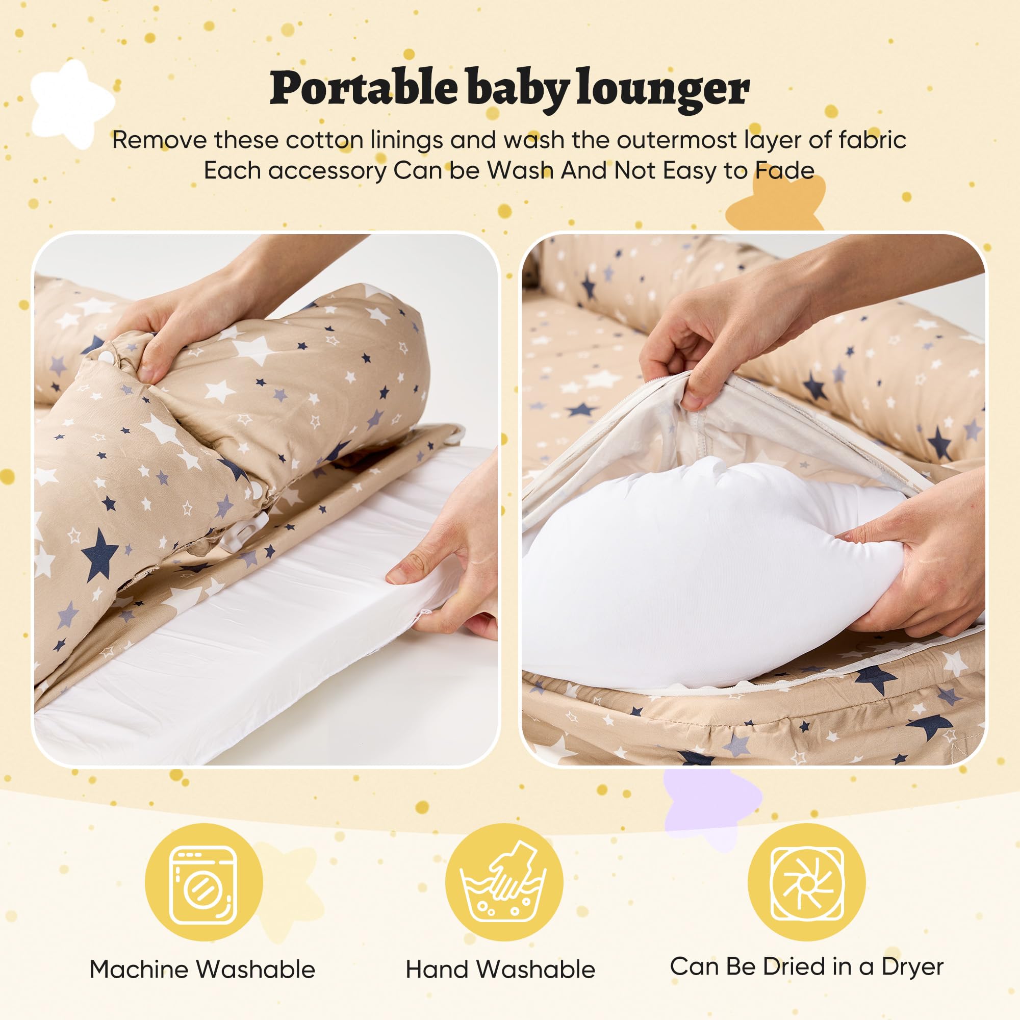 Miereirl baby nest lounger ideal for daily use and easy cleaning.