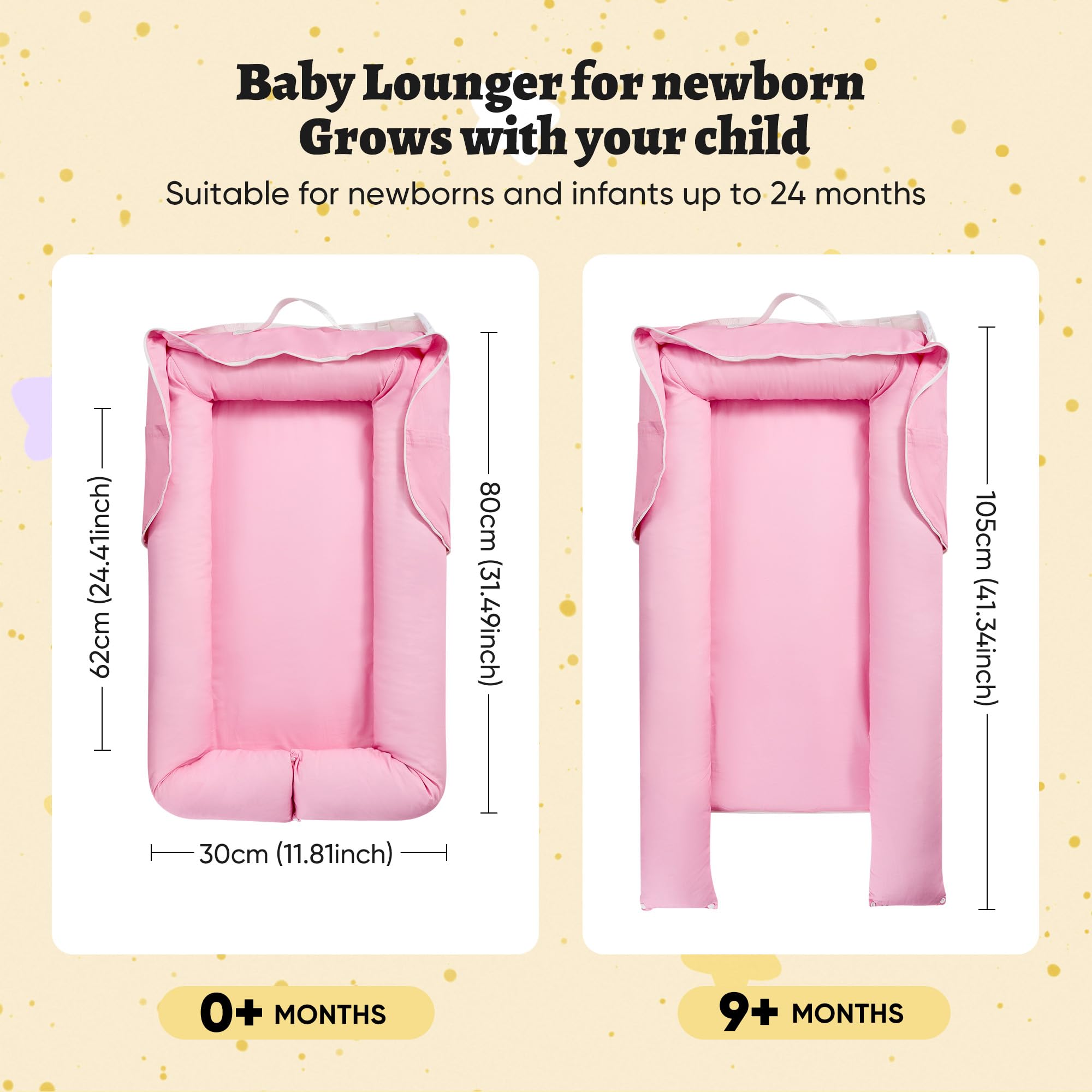 Miereirl baby lounger fabric closeup showing breathable, gentle materials.