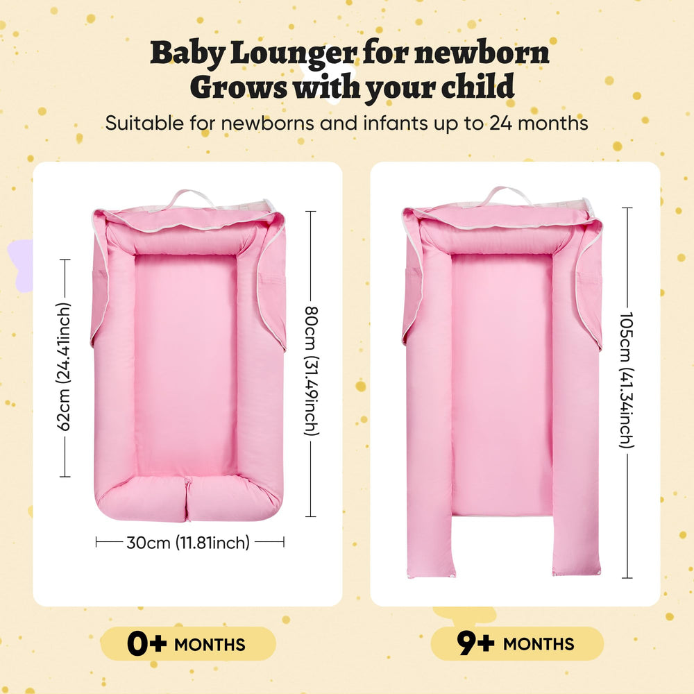 Miereirl baby lounger fabric closeup showing breathable, gentle materials.