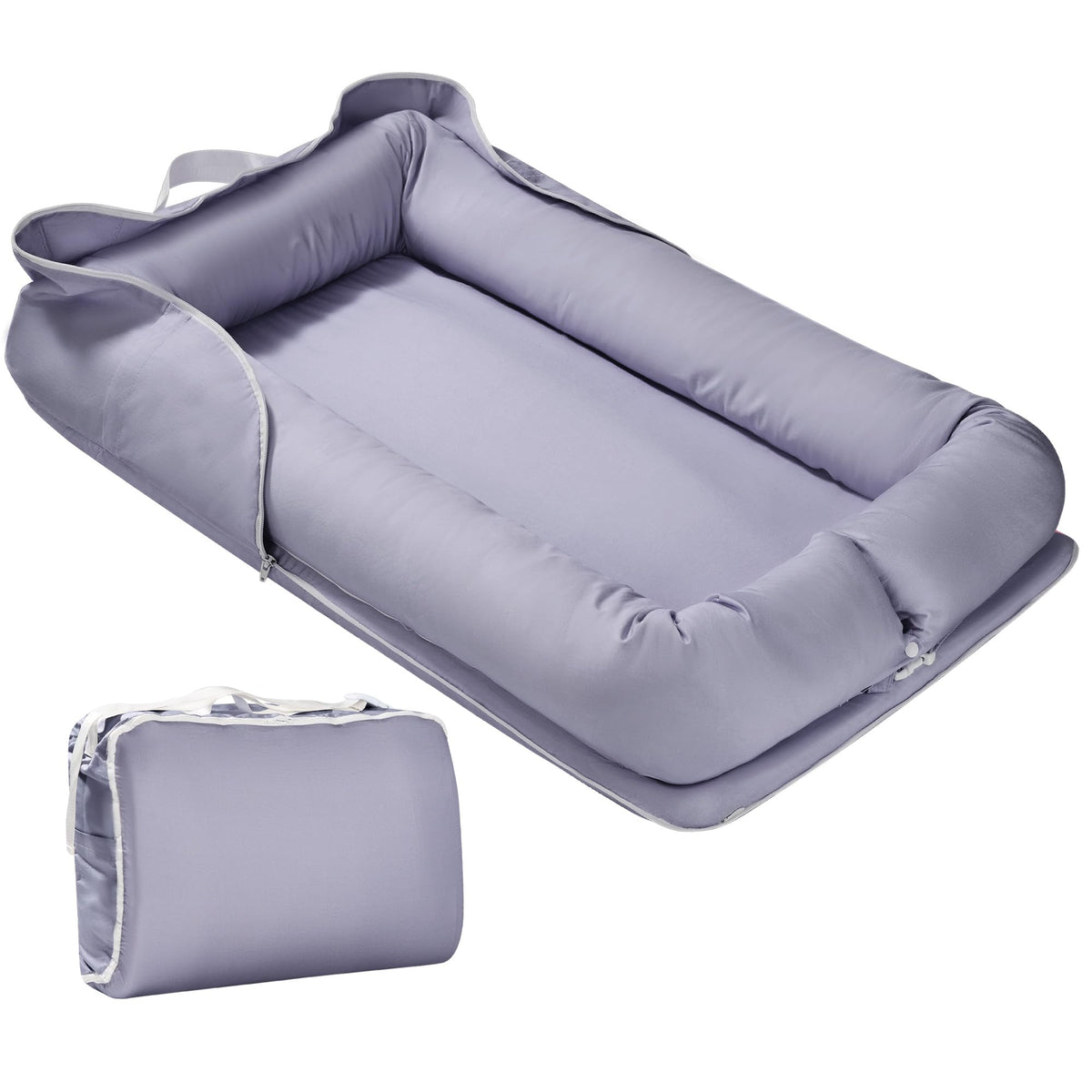 Miereirl baby lounger gray cover with soft cotton for newborn comfort.