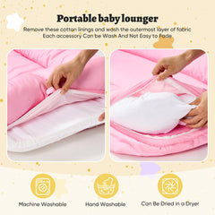 Miereirl baby lounger zipper design enables quick removal and cleaning.