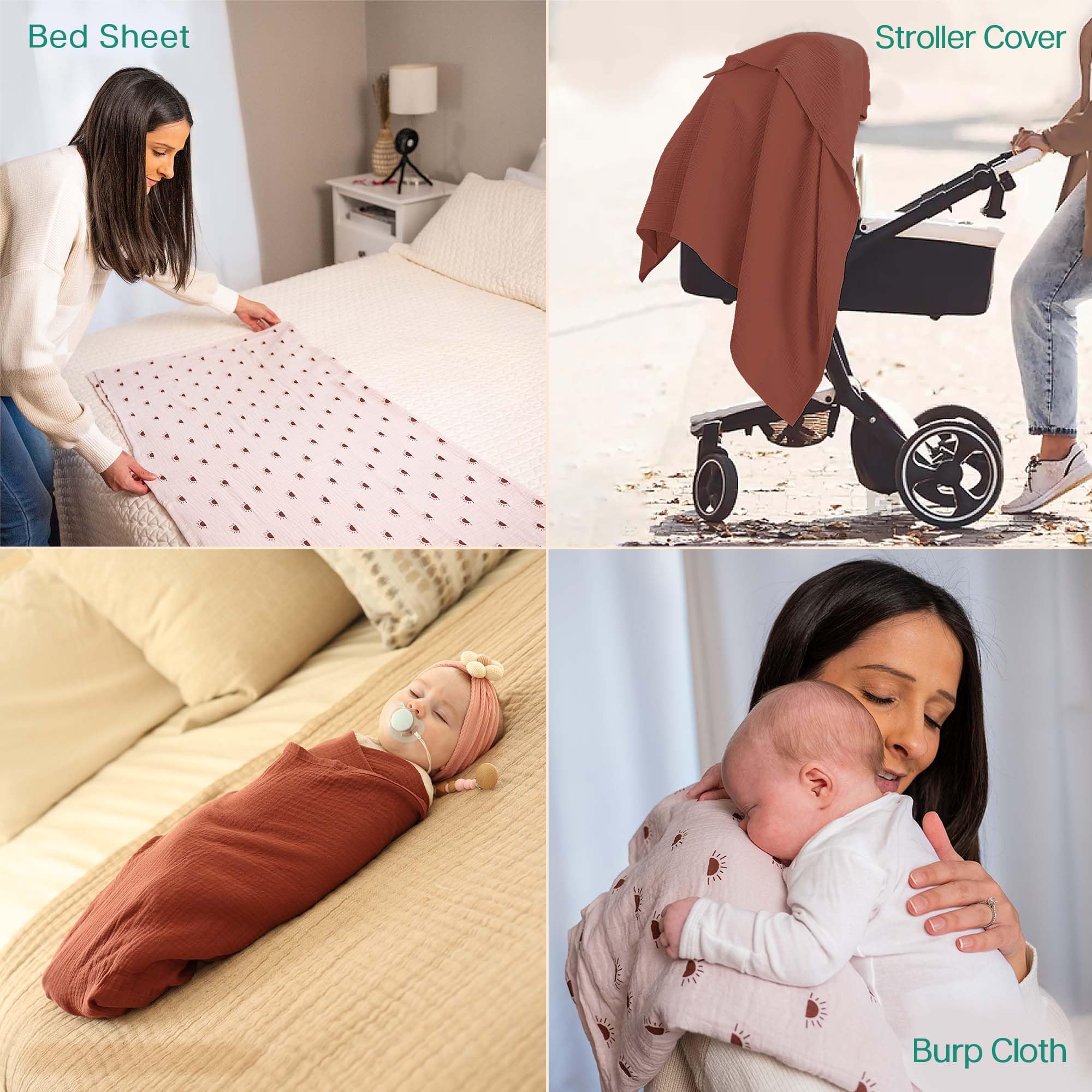 MiFlor muslin swaddle used as nursing cover, showcasing multi-use convenience.