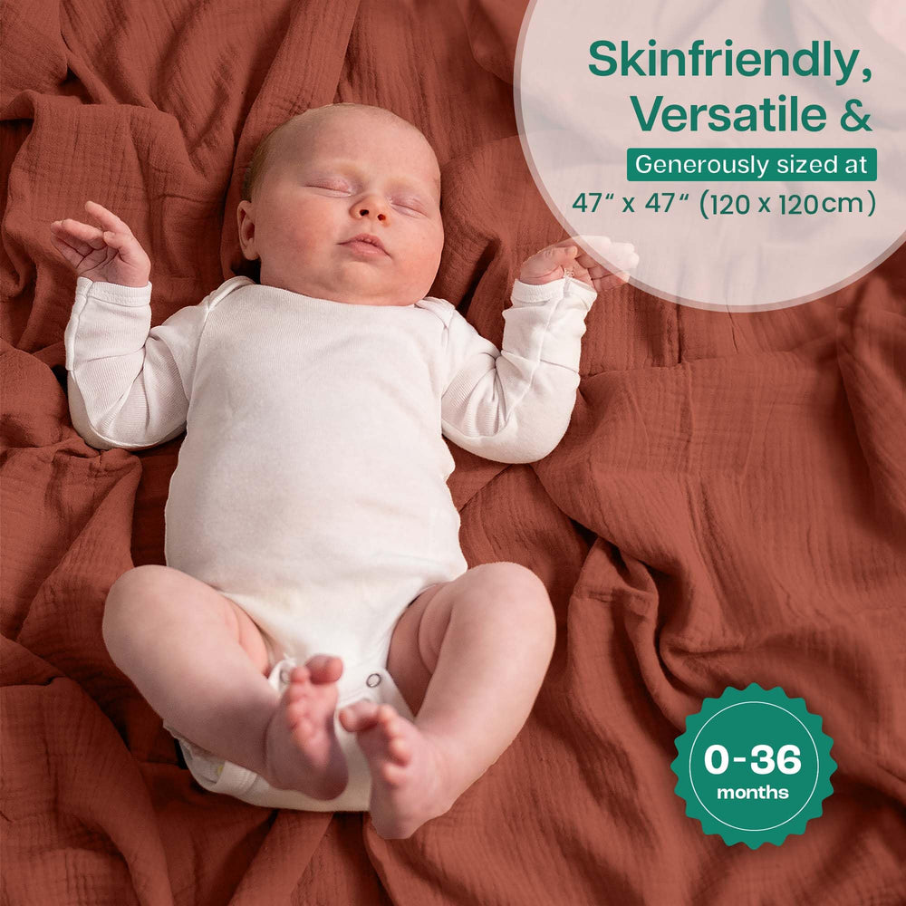 MiFlor 47x47 swaddle shown for size demonstration, enabling versatile wrapping.