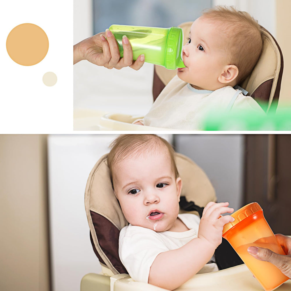 Mifoci orange lid 10oz toddler sippy cups easy grip for small hands.