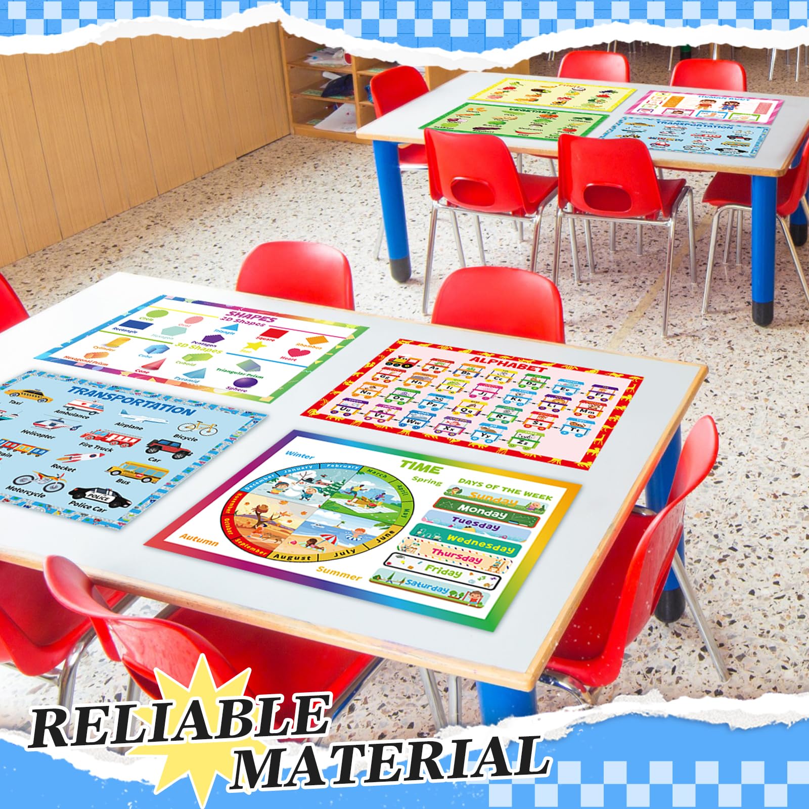 Mifoci placemats with fruits pattern promote healthy eating and recognition.