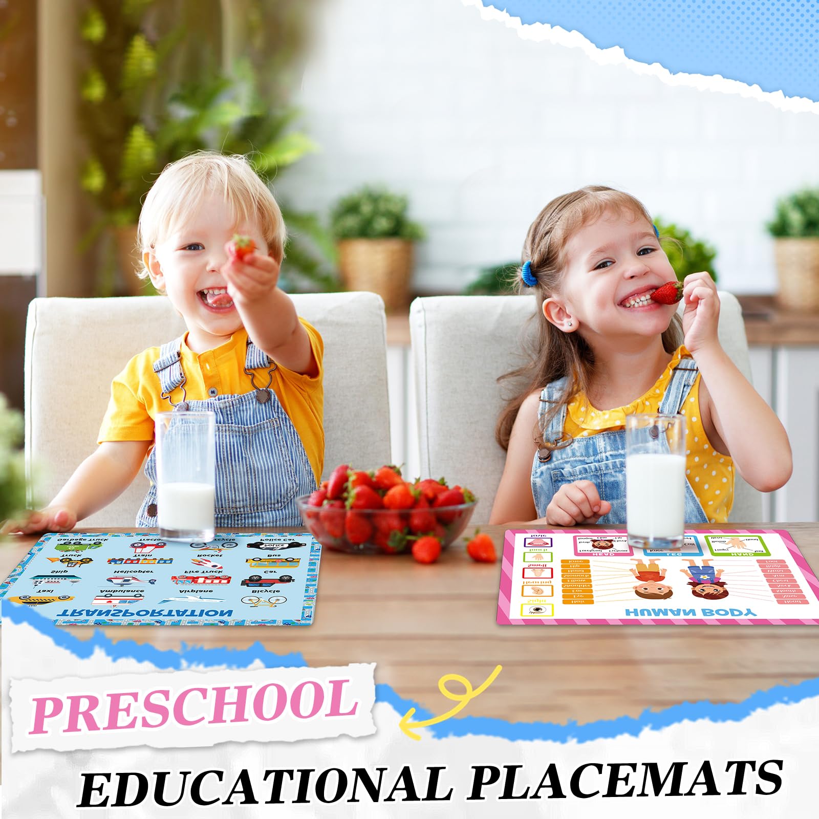 Mifoci placemats with shapes design encourage geometric recognition at mealtimes.