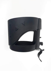 Mifold clip-on cup holder mounted on hifold seat for convenient kid-friendly drinks.