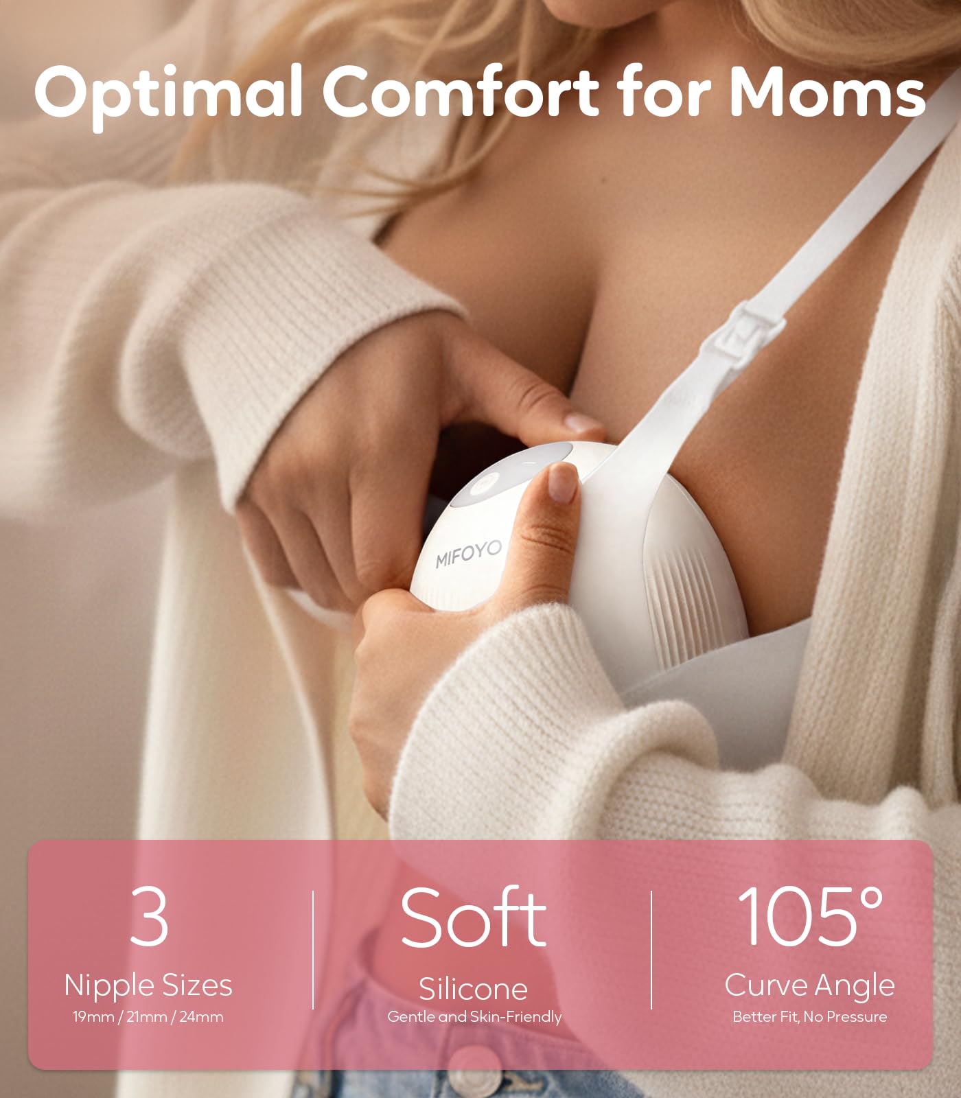MIFOYO ergonomic 24mm flange with inserts for comfortable pumping.