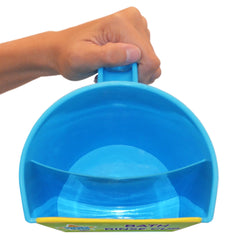 Mighty Clean Baby rinse cup shows flexible silicone edge protecting baby's forehead.