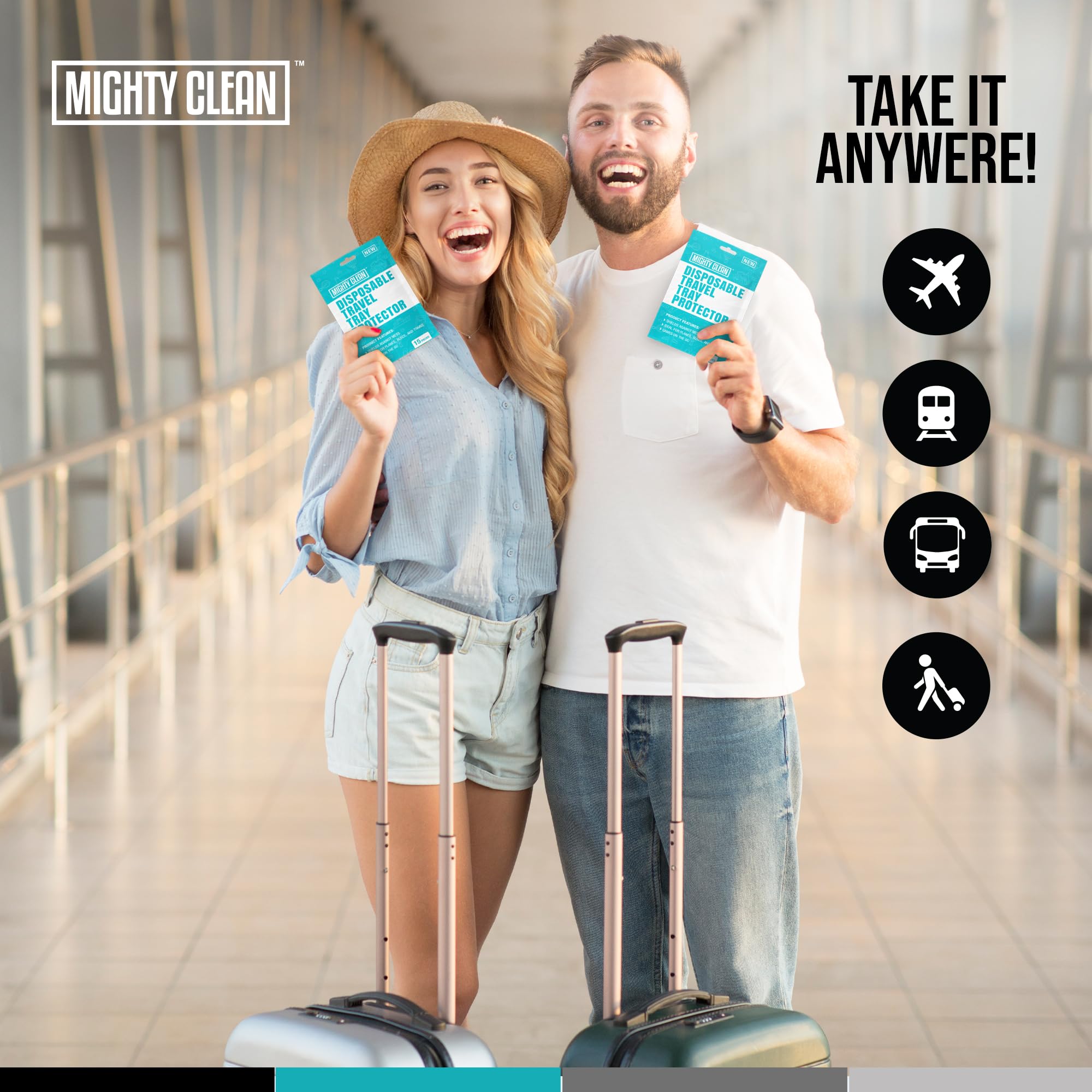Mighty Clean compact pack fits into purses or bags for travel readiness.