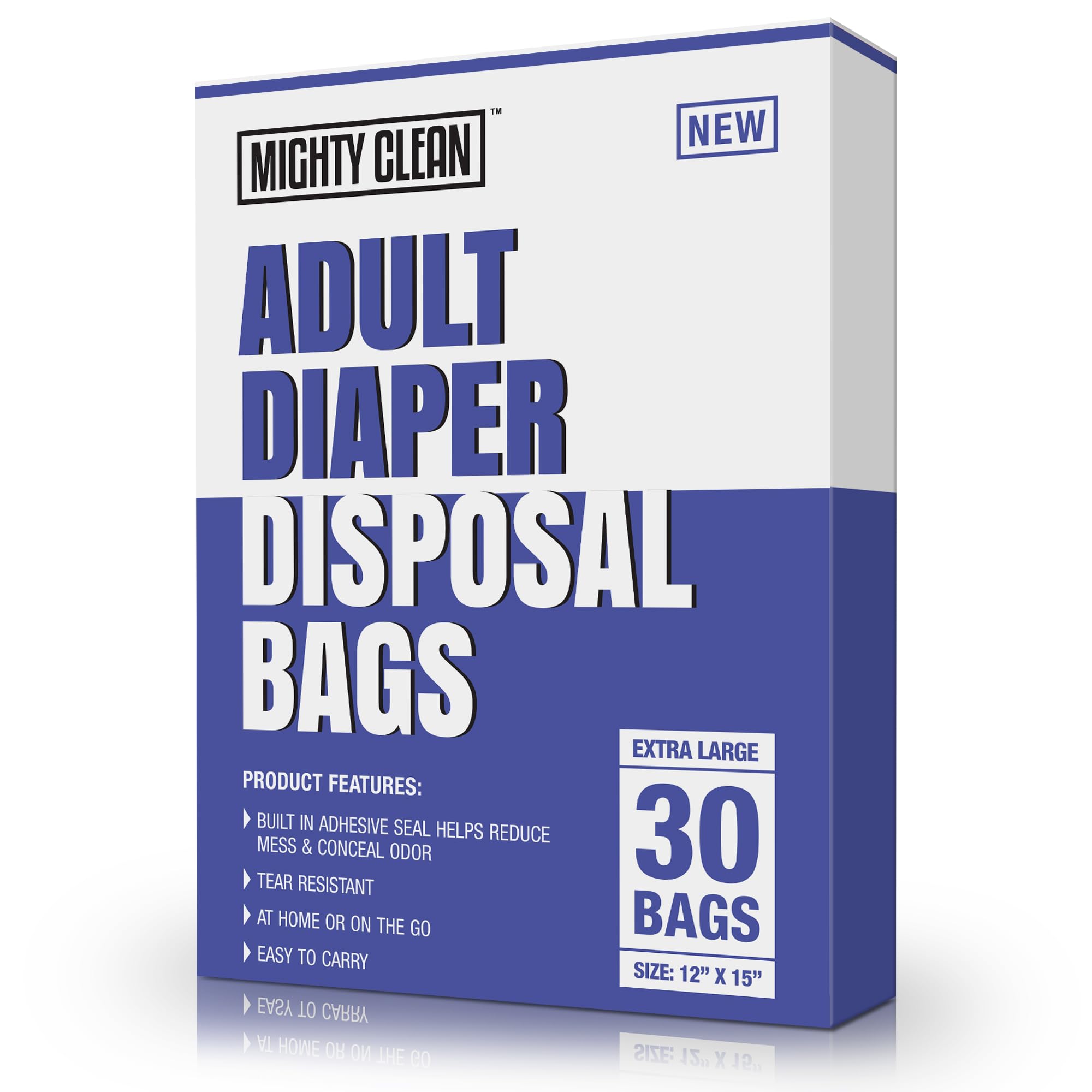 Mighty Clean extra-large diaper bags pack-front showing roomy loading space for multiple diapers.
