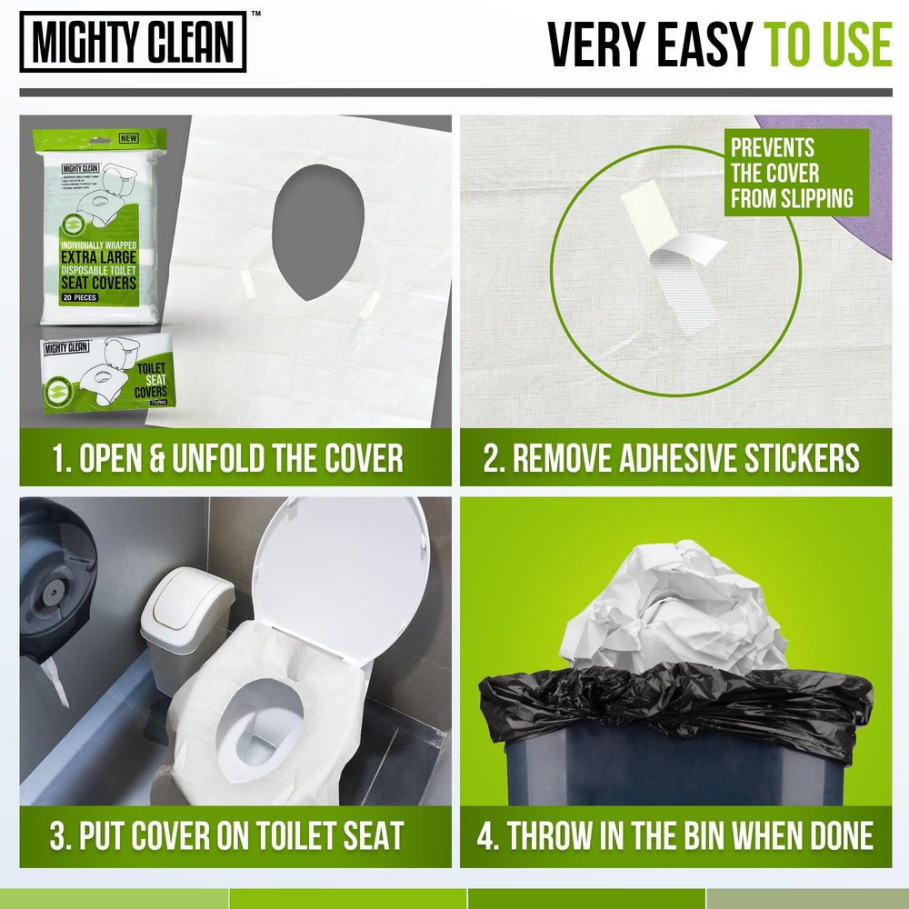 Mighty Clean covers with two adhesive strips to prevent slipping.