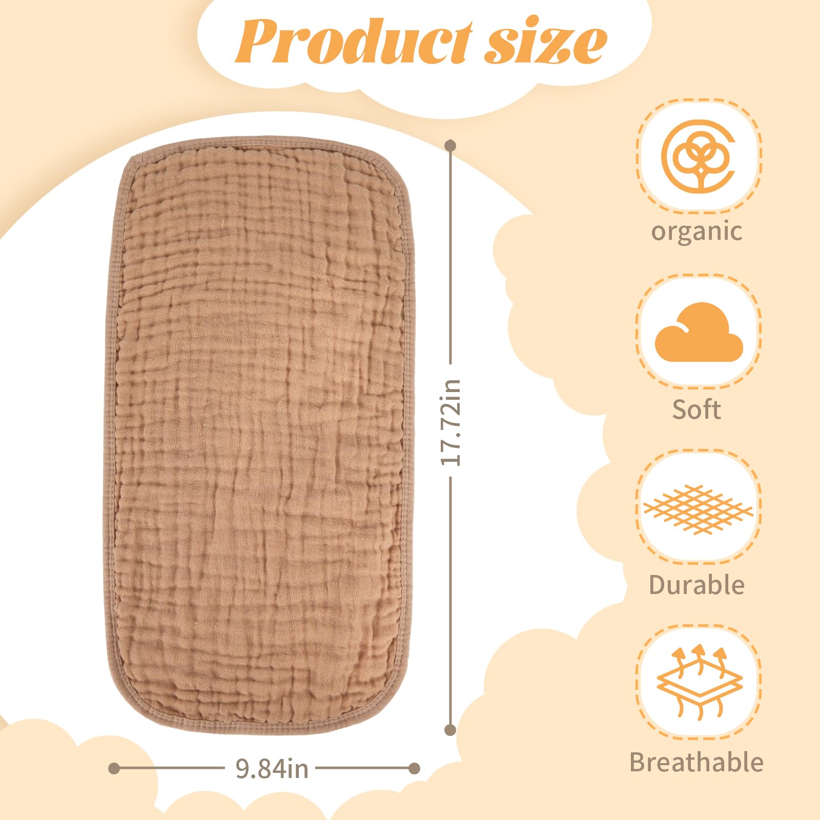 Migiol burp cloth 6-layer absorbent structure captures dribbles.