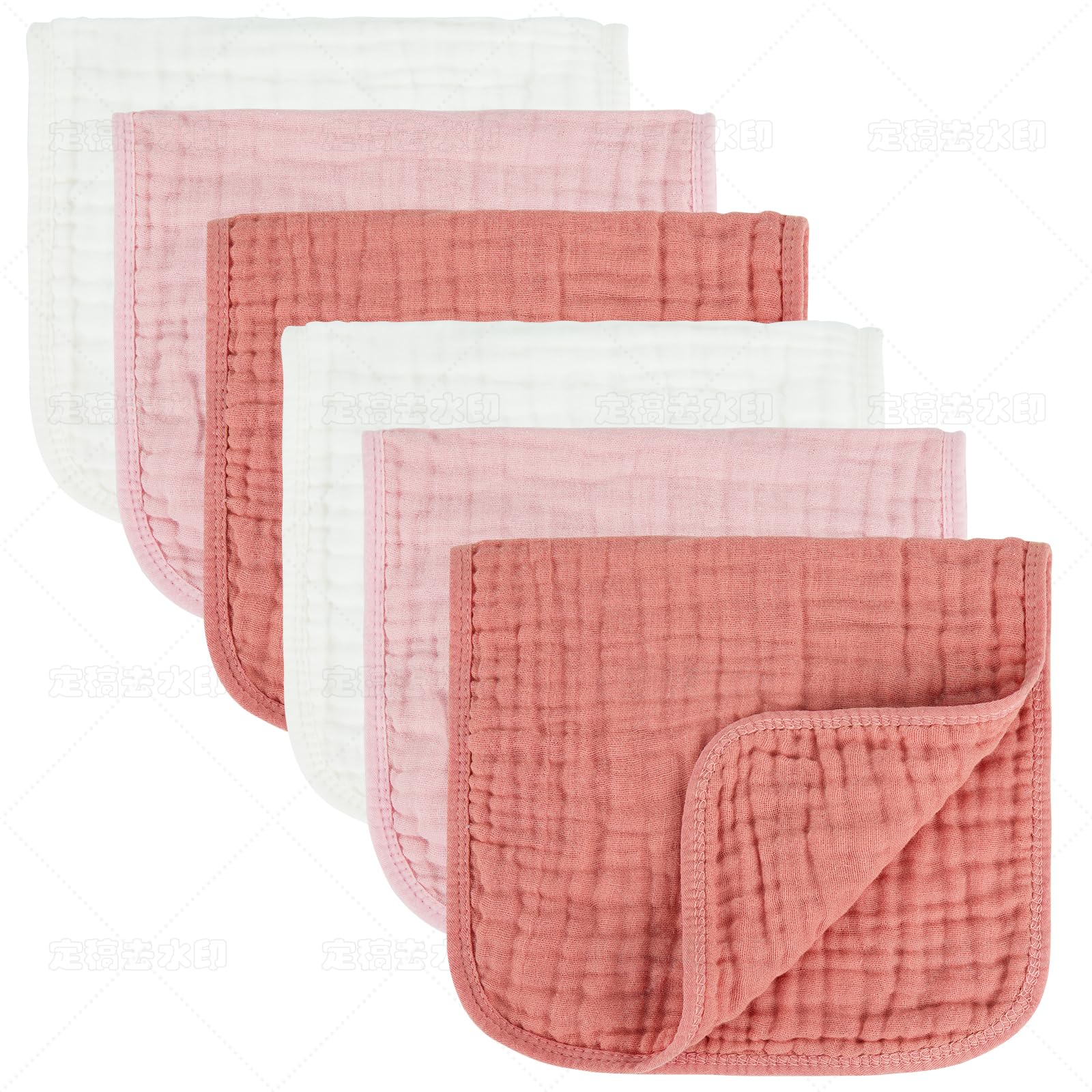 MIGIOL baby burp cloth pack white-pink laid flat for easy gifting and versatile use