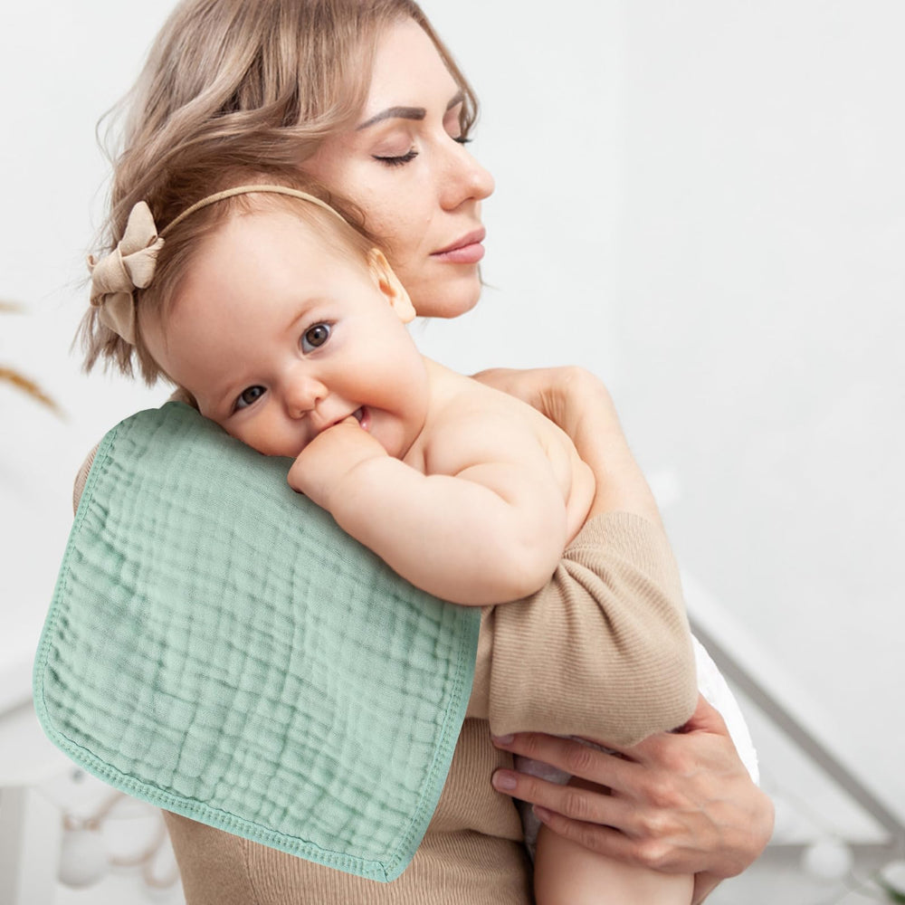 MIGIOL versatile burp cloth usable as bibs, washcloths, or towels.