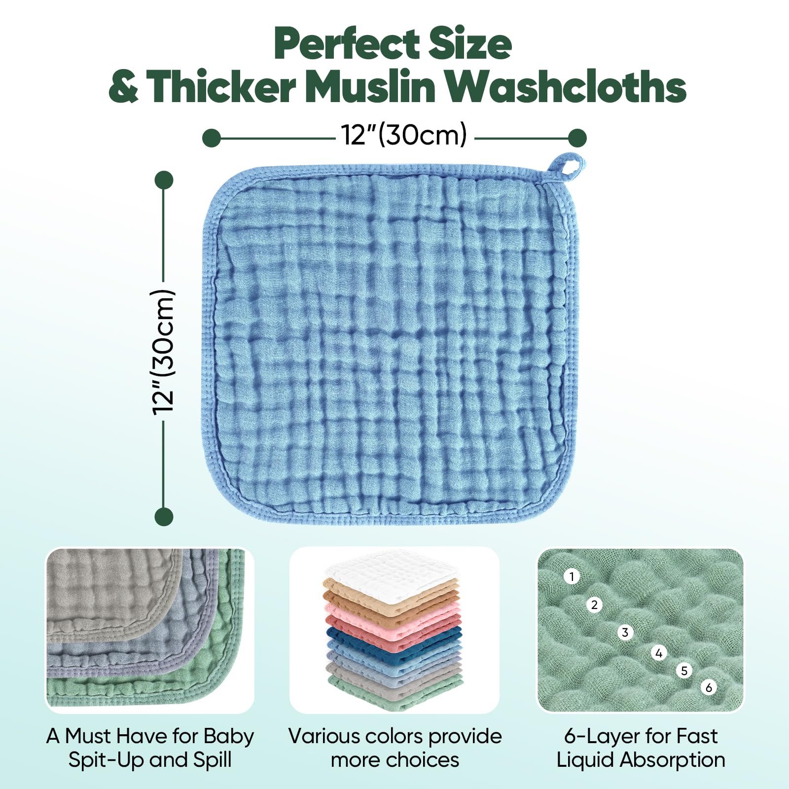 MIGIOL baby washcloths family-friendly set for baby and adults