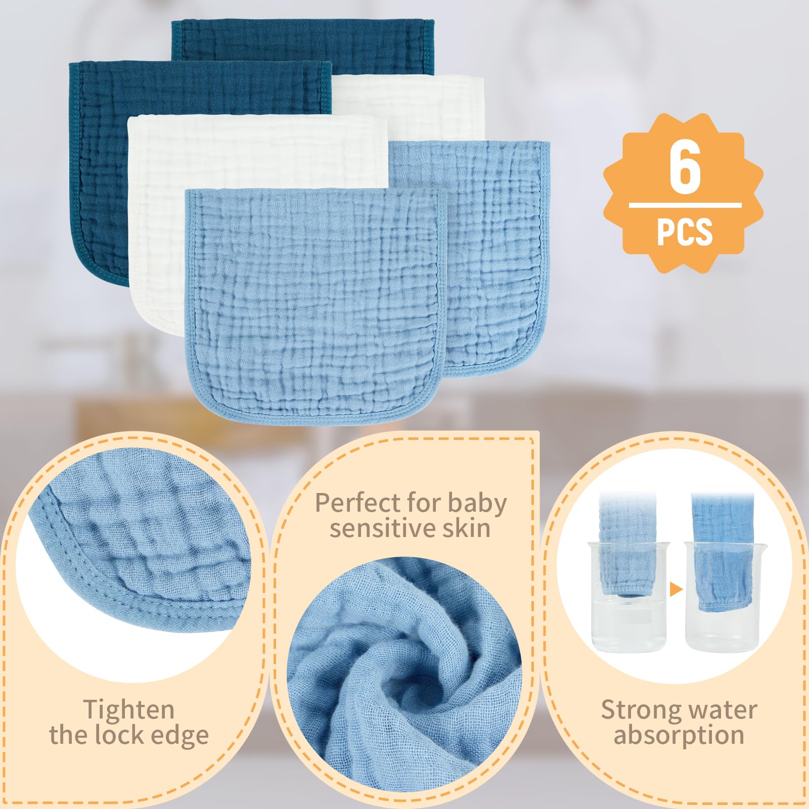 MIGIOL soft cotton muslin texture highlights gentle skin touch.