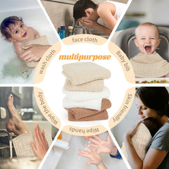 Migiol burp cloth used as bib or washcloth for messy moments.