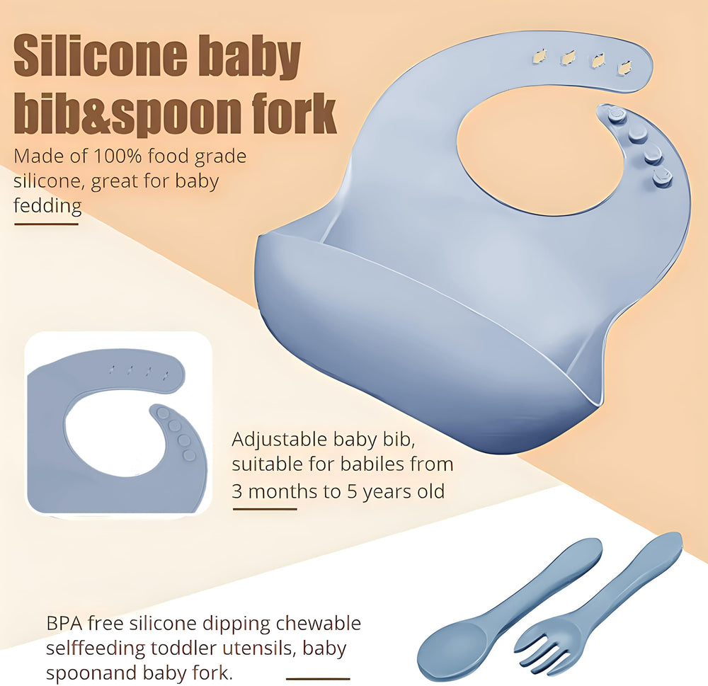 MIICASA silicone baby dining bib soft and durable for spills and splashes.