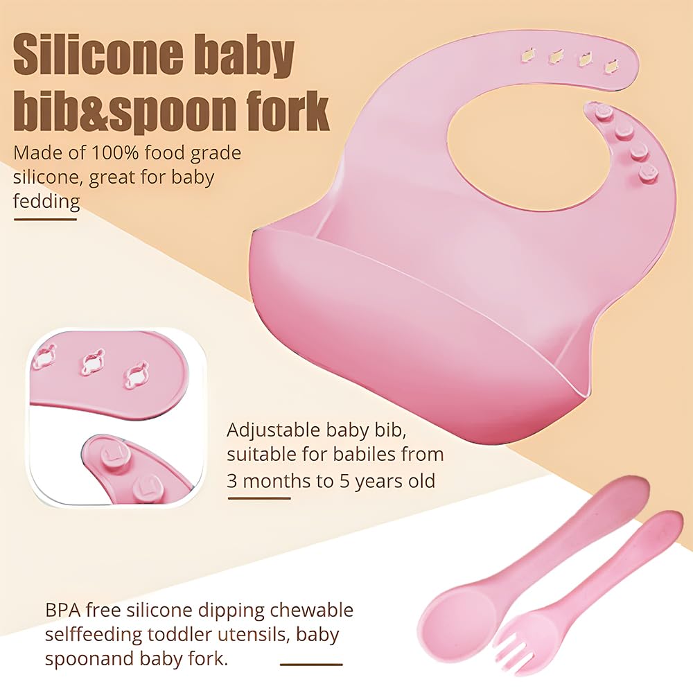 MIICASA silicone bib with pocket catches drips to keep clothes clean.