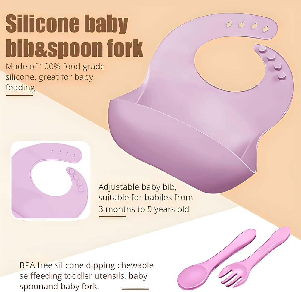 MIICASA soft silicone bib catches drips to protect clothing
