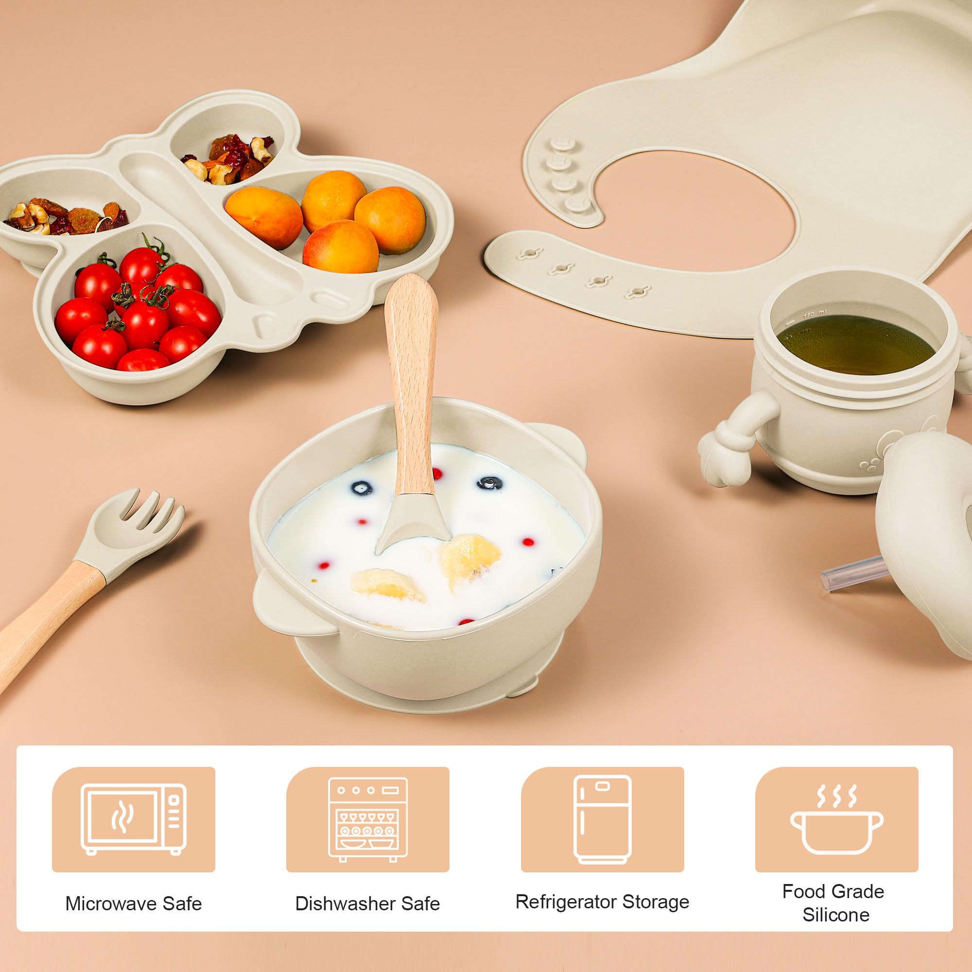 MIICASA suction plate secures to high chair for tidy meals