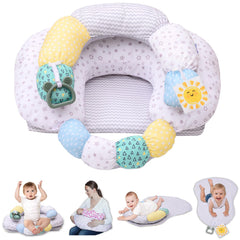 MIIMER 4-in-1 tummy time pillow setup supports comfortable tummy time and adjustable shapes.