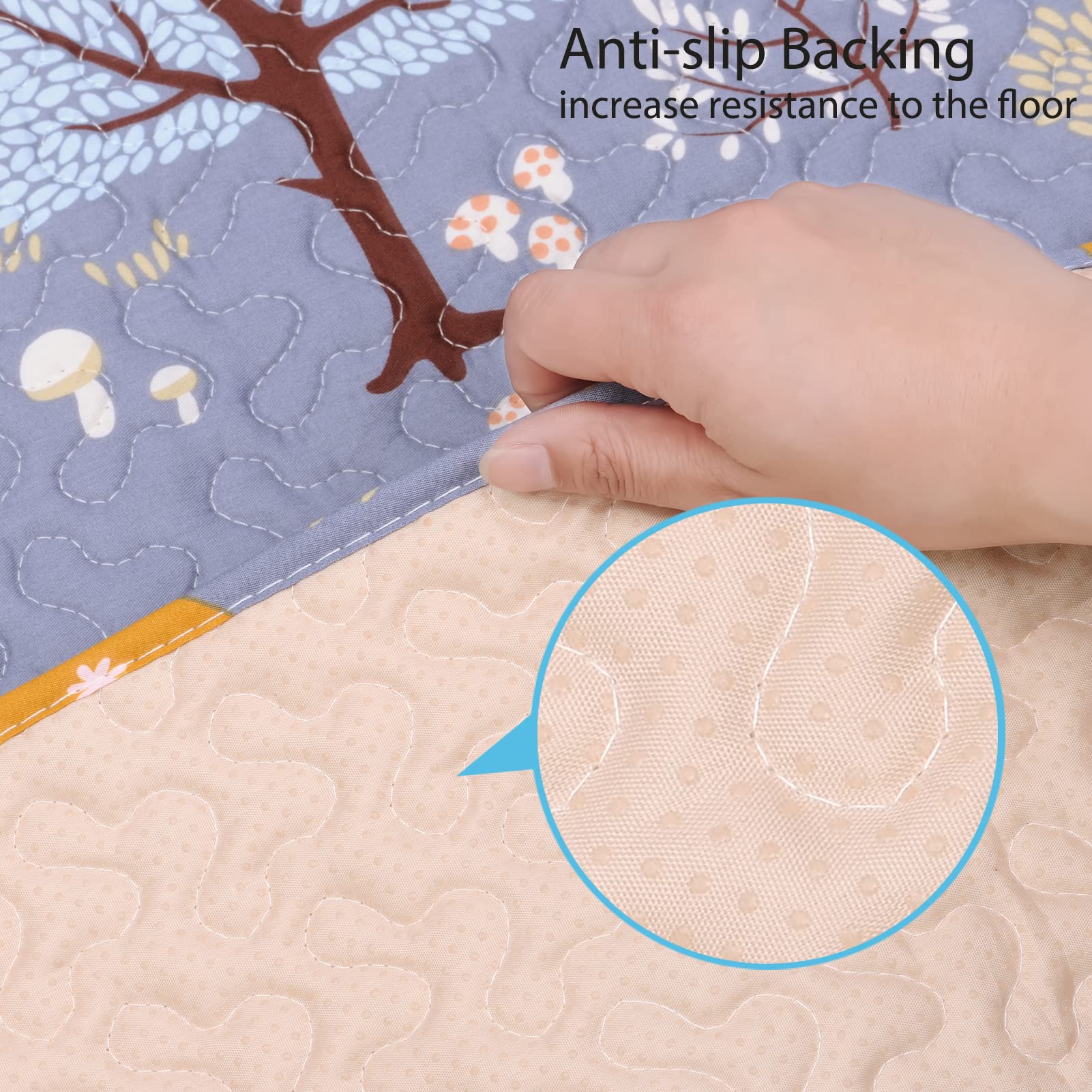 MIIMER 50x50 play mat anti-slip bottom keeps baby in place during play