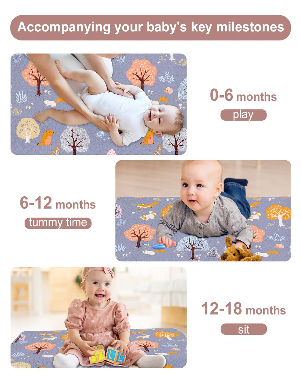 MIIMER 50x50 play mat as a crawling area offering a roomy space for exploration