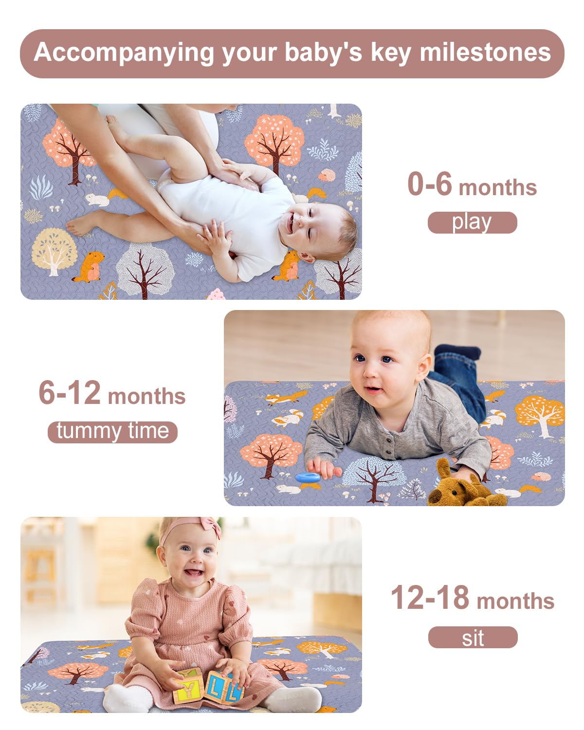 MIIMER Extra-large play area enabling crawling, rolling, and sitting