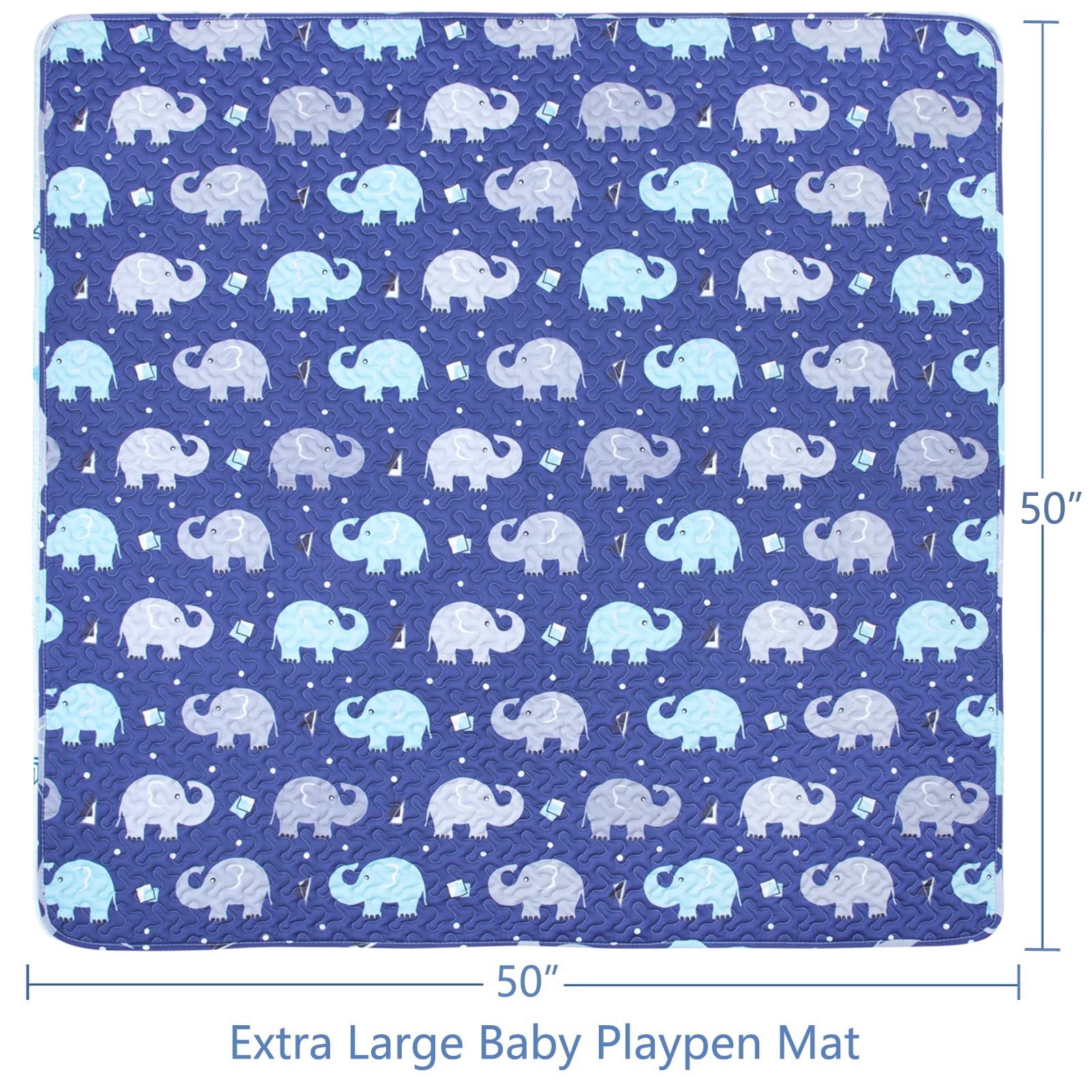 MIIMER crawling mat tummy time blue elephant design with large space.