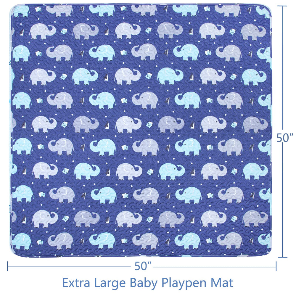 MIIMER crawling mat tummy time blue elephant design with large space.