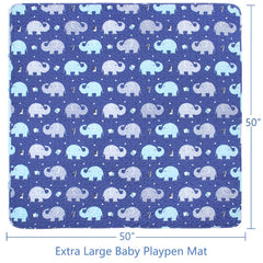 MIIMER crawling mat tummy time blue elephant design with large space.