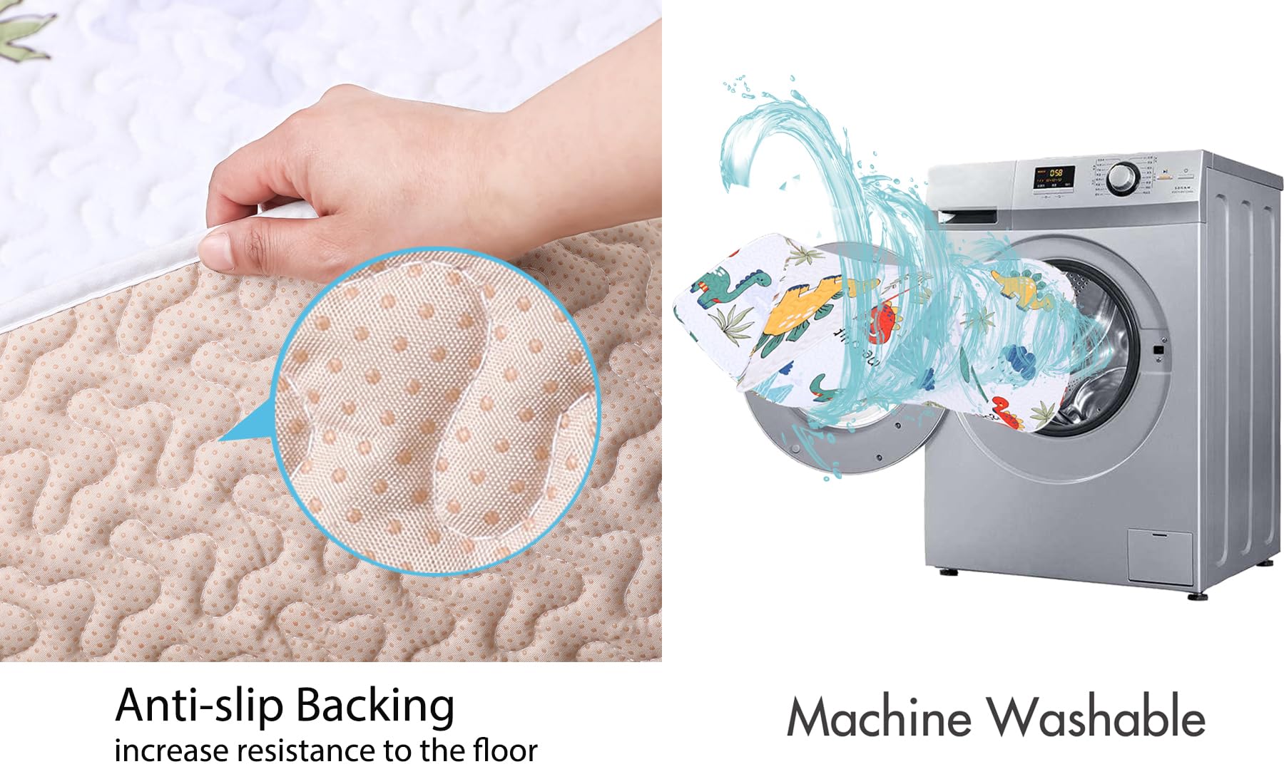 MIIMER machine-washable baby mat for quick cleanup