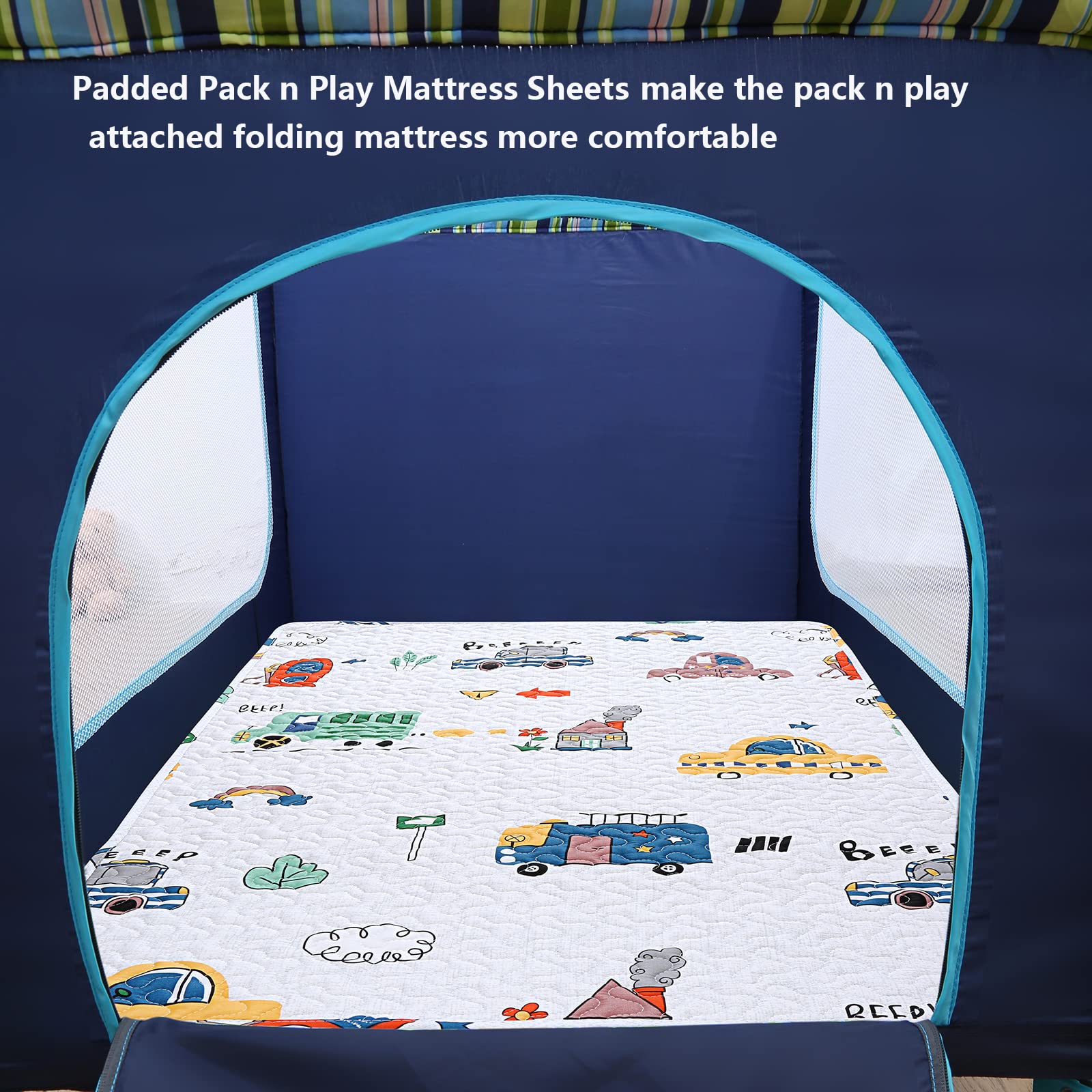 MIIMER pack n play sheet anti-slip bottom stays in place during playtime