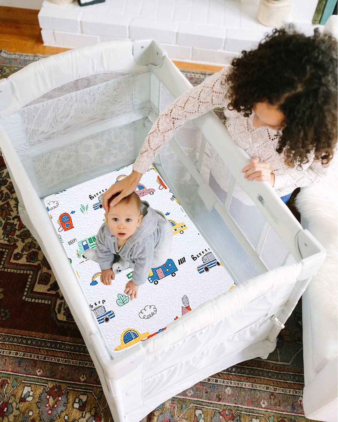 MIIMER pack n play sheets 38x26 quilted design for versatile nursery use