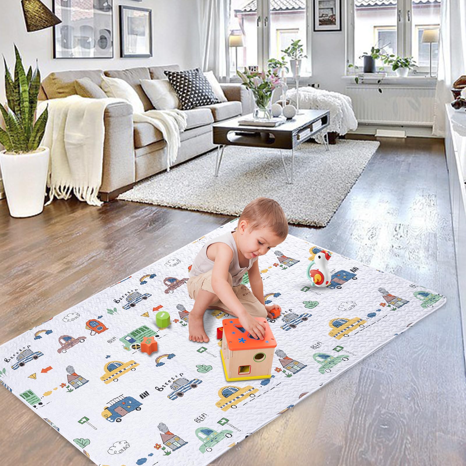 MIIMER portable design supports travel and car rides with a roomy play space