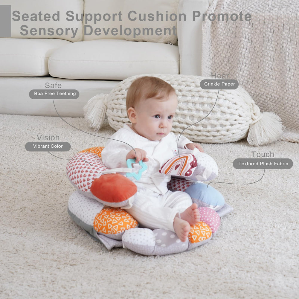 MIIMER tummy time foot prop supports leg positioning during play and sit-up practice.