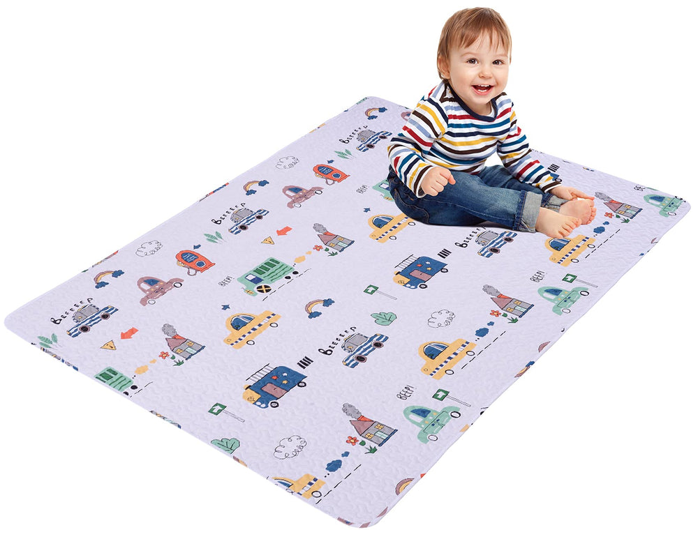 MIIMER washable baby play mat 63x43 laid flat for roomy tummy time and play