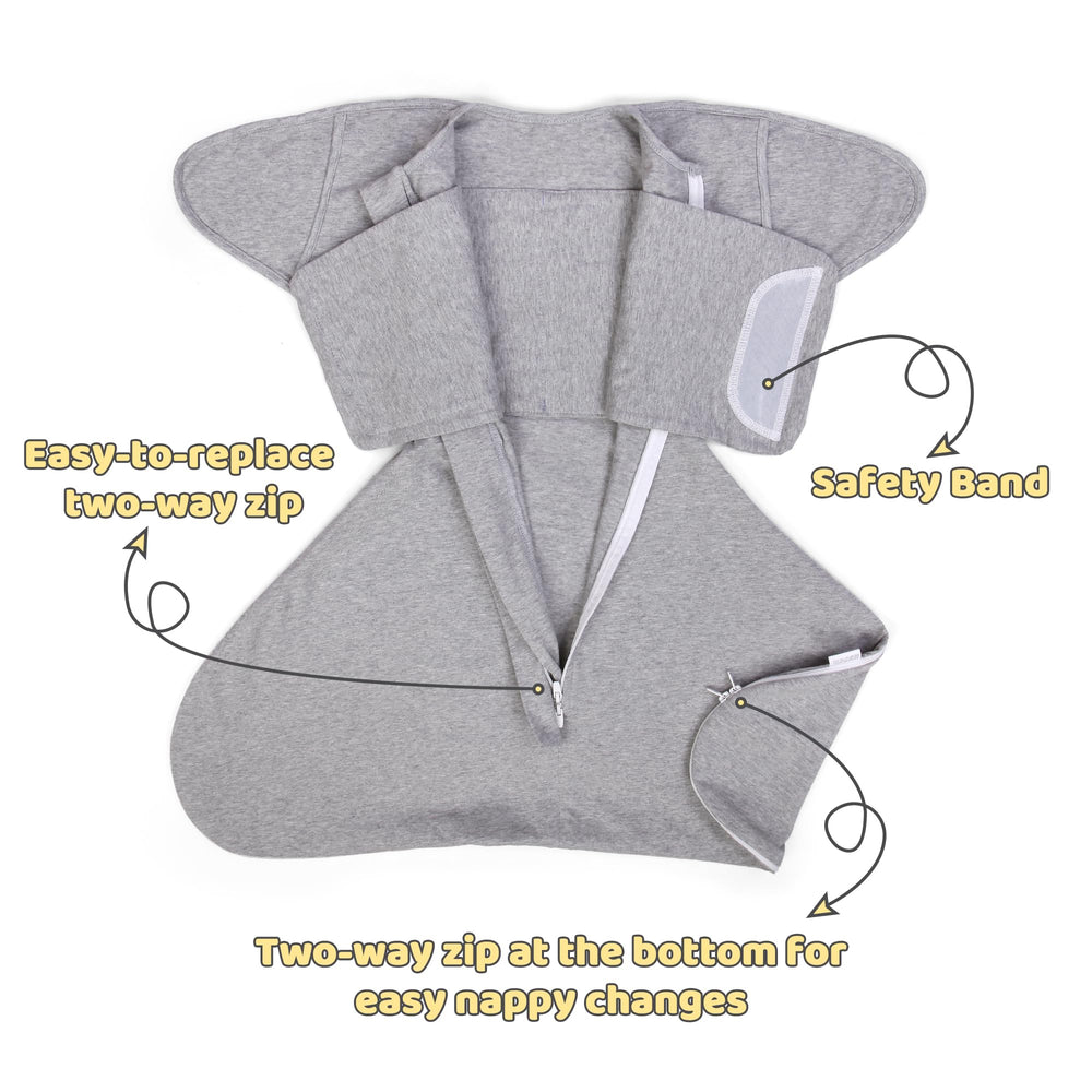 Mikccer Sleep Sack Swaddle bottom zipper open highlights easy diaper changes