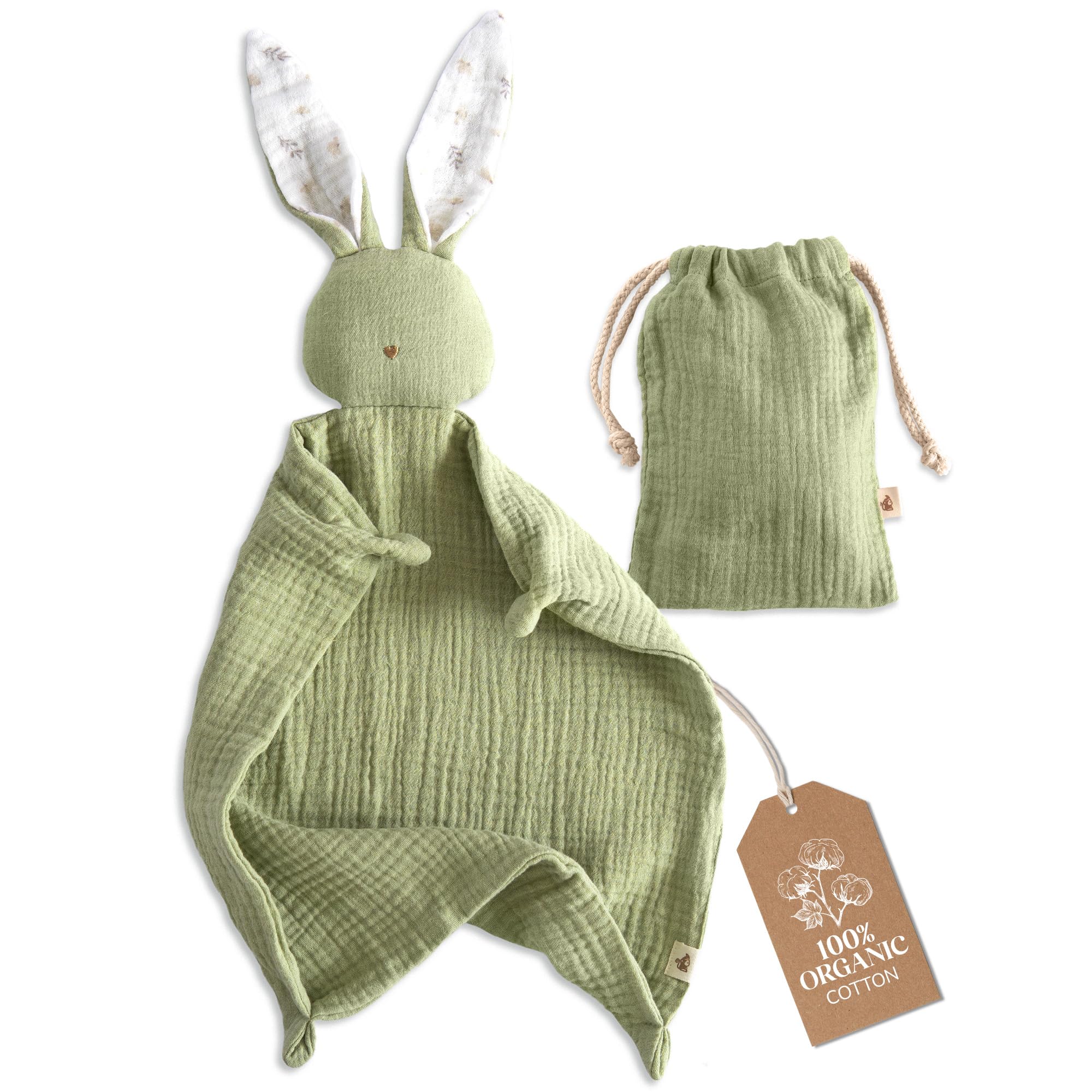 Mikito Bunny Lovey close-up reveals fluffy muslin texture ideal for newborn snuggles.