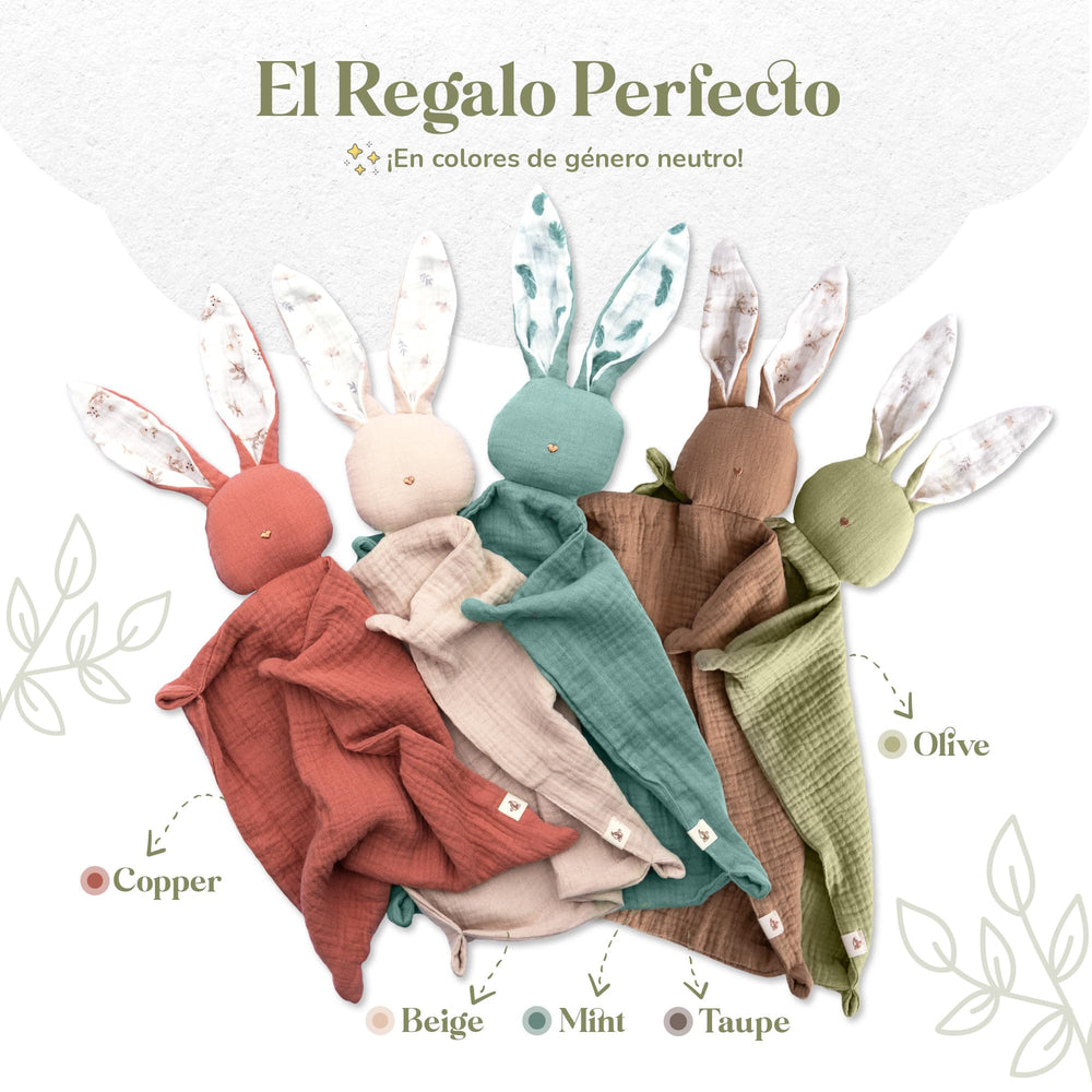 Mikito Bunny Lovey features a unisex design suitable for boys or girls.