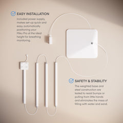 Miku Floor Stand pole sections extended for adjustable height near crib